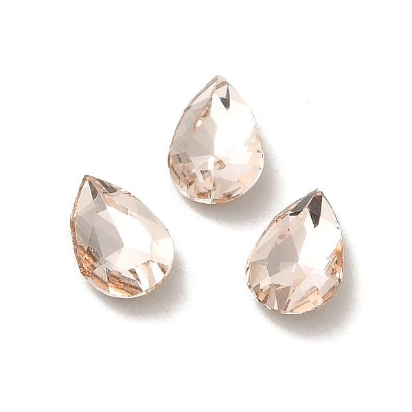 

PandaHall Glass Rhinestone Cabochons, Point Back & Back Plated, Faceted, Teardrop, Light Peach, 8x5x2.5mm Glass Rhinestone Teardrop Pink