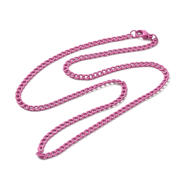 

PandaHall Spray Painted 201 Stainless Steel Curb Chain Necklaces, with Lobster Claw Clasp, Deep Pink, 17-3/4 inch(45.3cm) 201 Stainless...