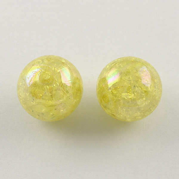 

PandaHall AB Color Transparent Crackle Round Acrylic Beads, Champagne Yellow, 20mm, Hole: 2.5mm, about 108pcs/500g Acrylic Round Yellow