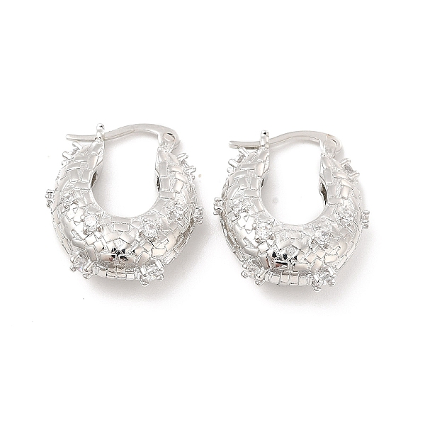 

PandaHall Clear Cubic Zirconia Thick Hoop Earrings, Brass Jewelry for Women, Cadmium Free & Lead Free, Platinum, 22.5x19.5x8.5mm, Pin...