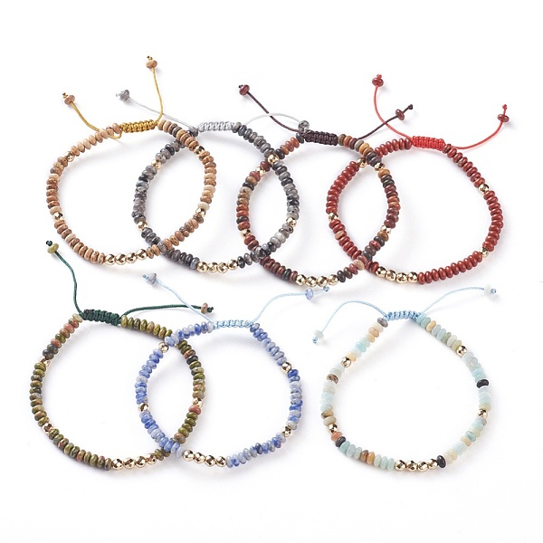 

PandaHall Natural Mixed Gemstone Braided Bead Bracelets, with Nylon Cord and Non-magnetic Synthetic Hematite Beads, 2-1/8 inch~2-3/4 inch..., Multicolor