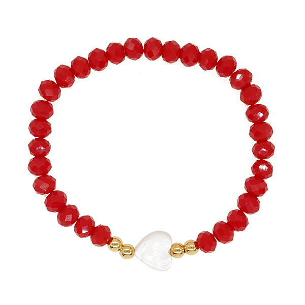 

PandaHall Faceted Glass Rondelle & Heart Beads Stretch Bracelets for Women Glass Rondelle