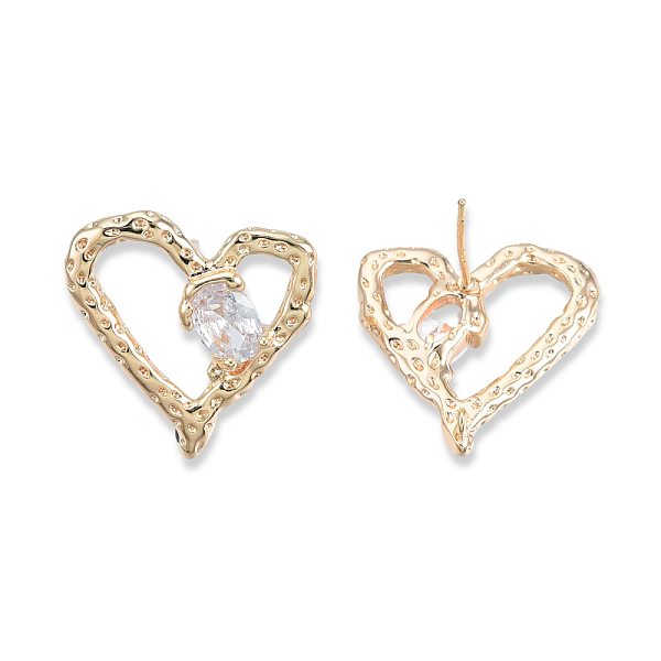 

PandaHall Clear Cubic Zirconia Heart Stud Earrings, Brass Jewelry for Women, Cadmium Free & Nickel Free & Lead Free, Real 18K Gold Plated...