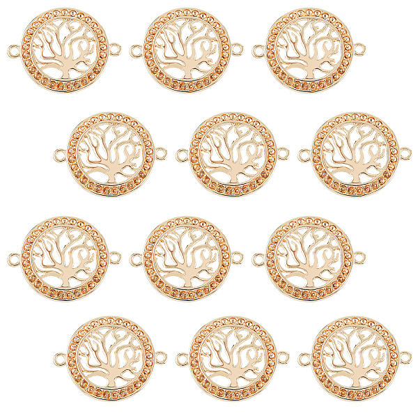 

PandaHall DICOSMETIC 12Pcs Tree of Life Link Connector Flat Round Charm with Hole Lucky Tree Pendant Hollow Tree Charm with Rhinestone Brass...