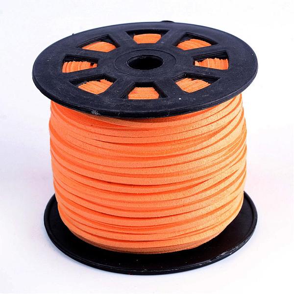 

PandaHall Faux Suede Cords, Faux Suede Lace, Coral, 1/8 inch(3mm)x1.5mm, about 100yards/roll(91.44m/roll), 300 feet/roll Faux Suede Red
