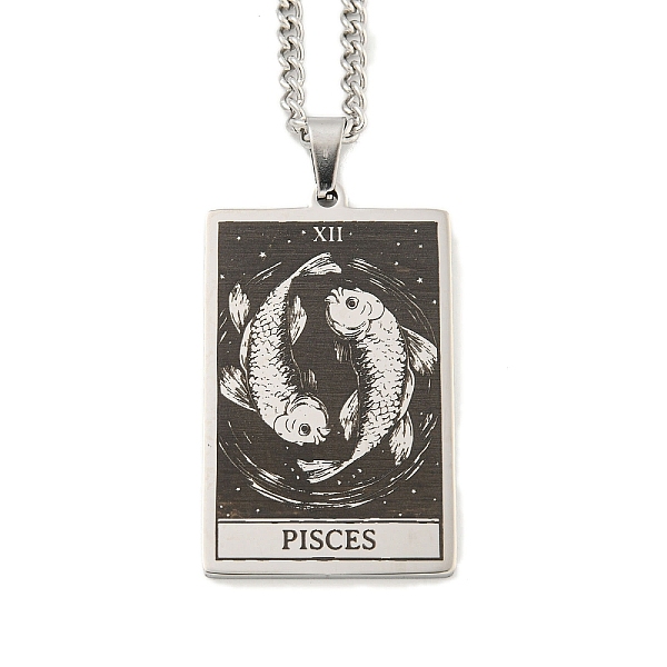 

PandaHall 304 Stainless Steel Tarot Pendant Necklaces, Cable Chain Necklaces, Pisces, 23.23~24.21 inch(59~61.5cm) 304 Stainless Steel Pisces