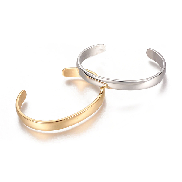 

PandaHall 304 Stainless Steel Cuff Bangles, Mixed Color, 2-1/4x1-5/8 inch(5.7x4cm), 8mm 304 Stainless Steel