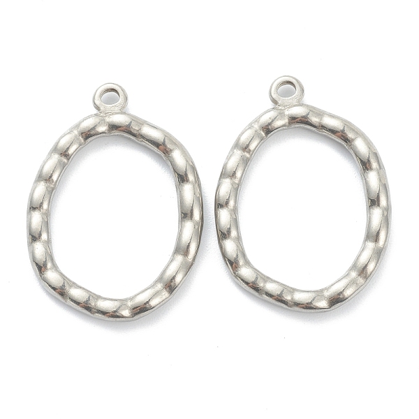 

PandaHall 304 Stainless Steel Pendants, Oval, Stainless Steel Color, 28x20x2.5mm, Hole: 1.6mm 304 Stainless Steel Oval