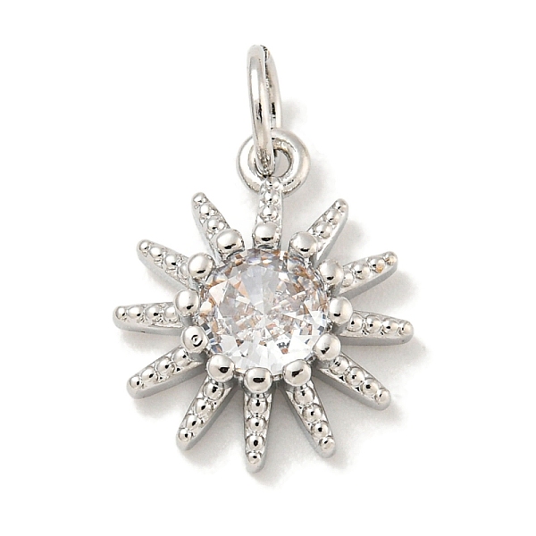 

PandaHall Rack Plating Brass Micro Pave Clear Cubic Zirconia Pendants, Long-Lasting Plated, with Jump Rings, Lead Free & Cadmium Free, Sun...