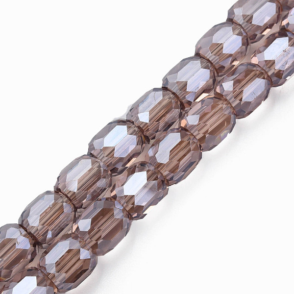 

PandaHall Electroplate Transparent Glass Beads Strands, Faceted, Column, Old Rose, 8x8mm, Hole: 1.2mm, about 79~80pcs/strand, 25.59...