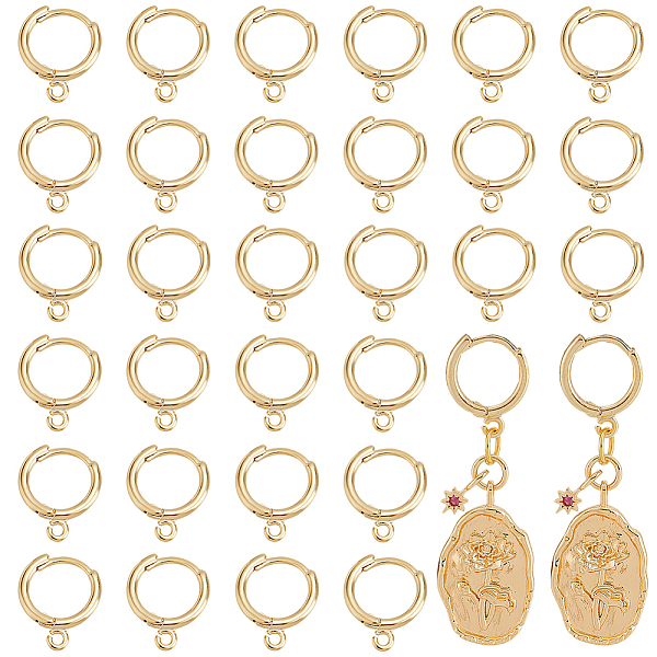 

PandaHall 30Pcs Brass Huggie Hoop Earring Findings, with Horizontal Loops, Real 24K Gold Plated, 14x11.5x1.5mm, Hole: 1mm, Pin: 0.5mm...