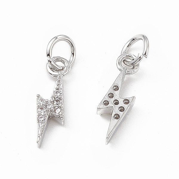 

PandaHall Brass Micro Pave Cubic Zirconia Charms, with Jump Ring, Lightning Bolt Charm, Platinum, 14.5x5x2.5mm, Hole: 3mm Brass+Cubic..., Clear