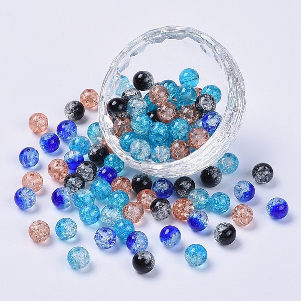 

PandaHall 5 Colors Spray Painted & Baking Painted Crackle Glass Beads, Round, Mixed Color, 8mm, Hole: 1.3~1.6mm Glass Round Multicolor