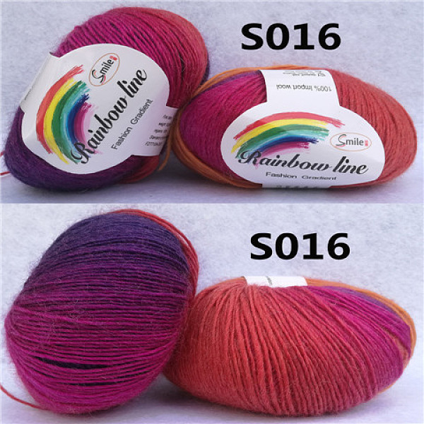 

PandaHall Wool Knitting Yarn, Segment Dyed, Crochet Yarn, for DIY Hat Scarf Cape, Camellia, 2mm, about 196.85 yards(180m)/skein Wool Pink