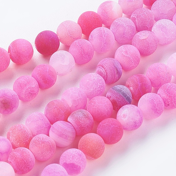 

PandaHall Natural Weathered Agate Beads Strands, Dyed, Frosted, Round, Magenta, 6mm, Hole: 1mm, about 64pcs/strand, 14.6 inch Weathered..., Pink