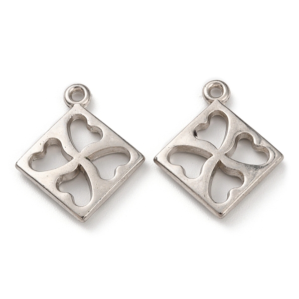 

PandaHall CCB Plastic Pendants, Rhombus with Heart Charm, Platinum, 32x27x4mm, Hole: 2mm Plastic Rhombus