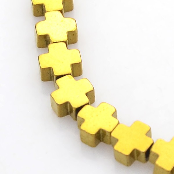 

PandaHall Electroplate Non-magnetic Synthetic Hematite Beads Strands, Cross, Golden Plated, 4x4x2mm, Hole: 0.5mm, about 94pcs/strand, 15.7...