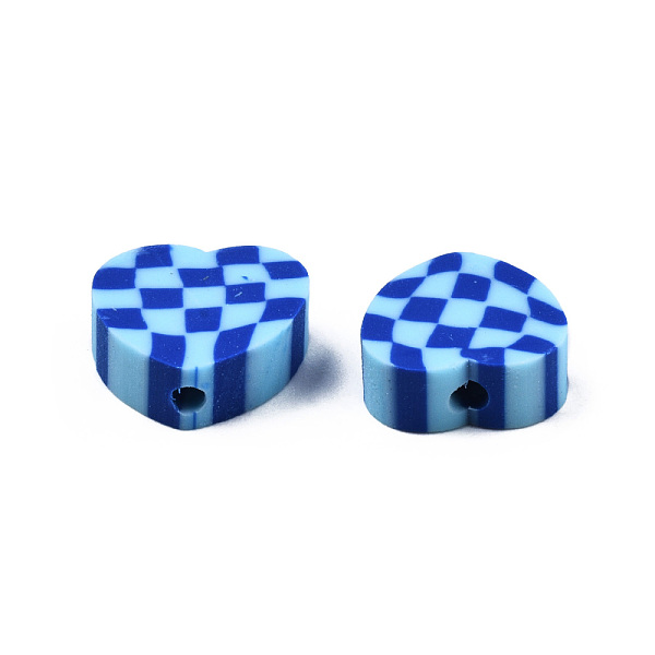 

PandaHall Handmade Polymer Clay Beads, Heart with Tartan, Medium Blue, 9x10x4mm, Hole: 1.5mm Polymer Clay Heart