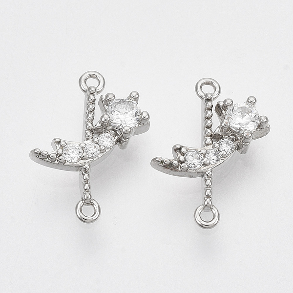 

PandaHall Brass Micro Pave Cubic Zirconia Links connectors, Nickel Free, Meteor, Real Platinum Plated, 12x9x3mm, Hole: 0.8mm Brass+Cubic..., Clear
