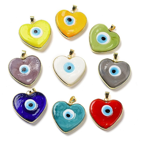 

PandaHall Handmade Evil Eye Lampwork Pendants, with Rack Plating Light Gold Tone Brass Findings, Long-Lasting Plated, Lead Free & Cadmium..., Multicolor