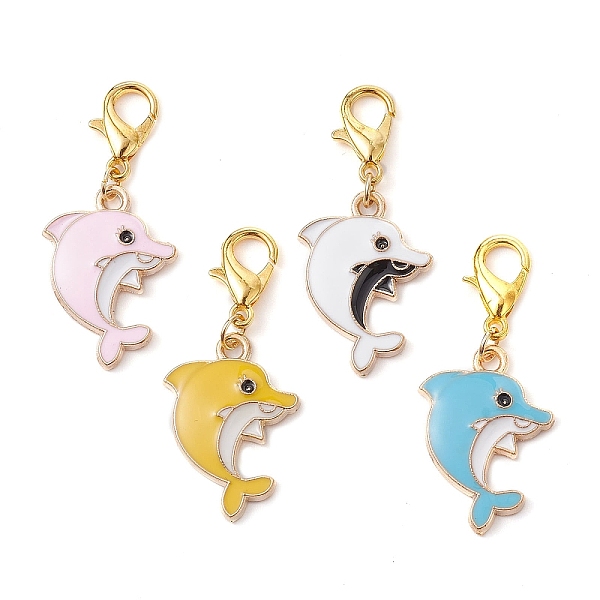

PandaHall Dolphin Alloy Enamel Pendant Decorations, with Alloy Swivel Lobster Claw Clasps, Mixed Color, 33mm Alloy+Enamel Dolphin Multicolor