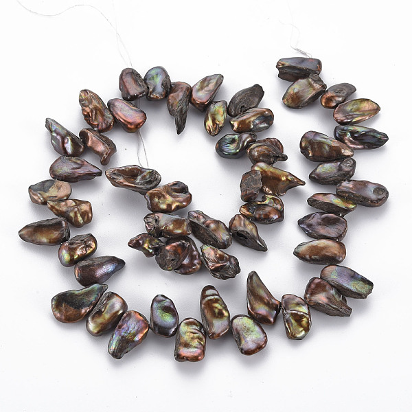 

PandaHall Natural Keshi Pearl Beads Strands, Cultured Freshwater Pearl, Dyed, Nuggets, Saddle Brown, 8~22x5~10x3~8mm, Hole: 0.5mm, about...