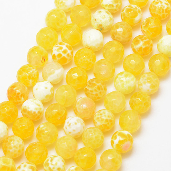 

PandaHall Natural Fire Crackle Agate Bead Strands, Round, Grade A, Faceted, Dyed & Heated, Yellow, 6mm, Hole: 1mm, about 61pcs/strand, 15...
