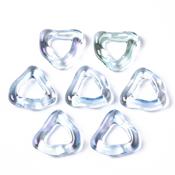 

PandaHall Transparent Resin Finger Rings, AB Color Plated, Triangle, Light Sky Blue, Inner Diameter: 11mm Resin