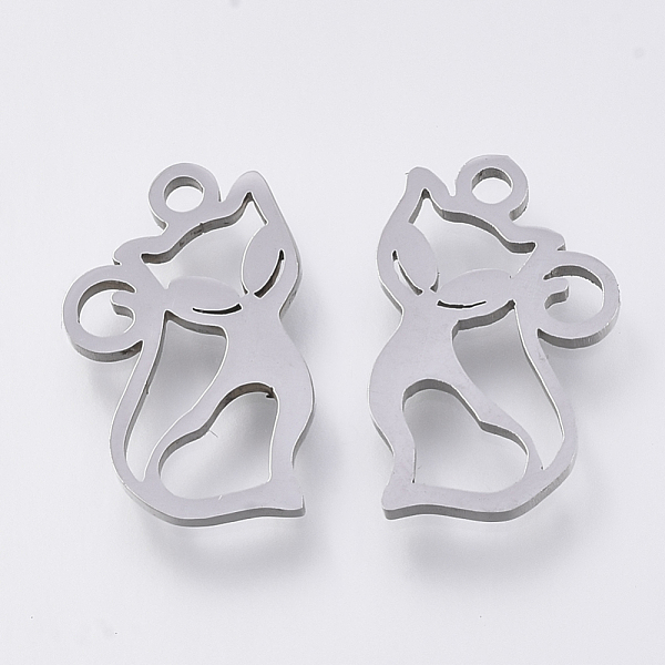

PandaHall 201 Stainless Steel Kitten Pendants, Laser Cut Pendants, Hollow Cat Shape, Stainless Steel Color, 15x9x1mm, Hole: 1.2mm 201...