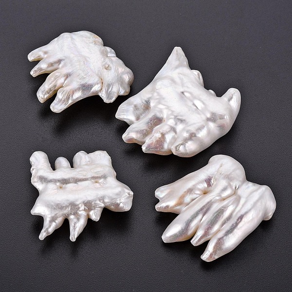 

PandaHall Natural Keshi Pearl Beads, Cultured Freshwater Pearl, No Hole/Undrilled, Comb, Seashell Color, 33~38x32~33x10~14mm Keshi Pearl...