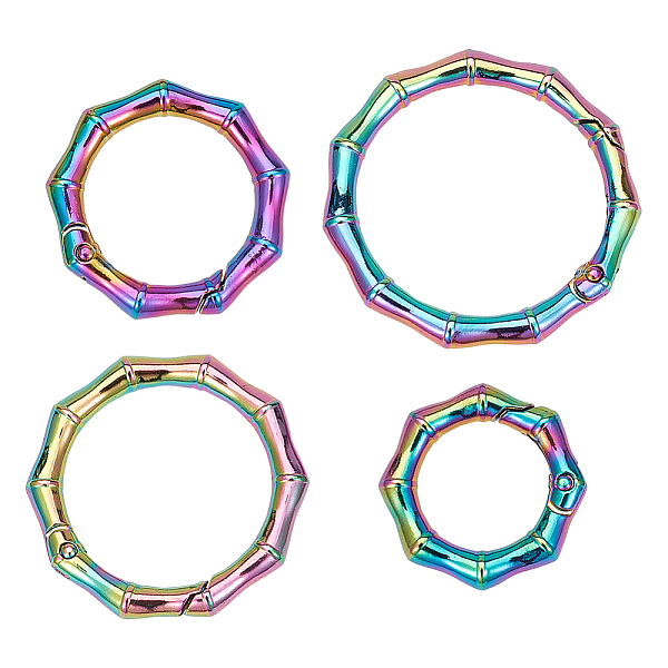 

PandaHall GORGECRAFT 4PCS 1.5" 1.25" 1" 0.74" Rainbow Metal O Ring Spring Bamboo Opening Ring Gate Rings Colorful Zinc Alloy O-Ring...