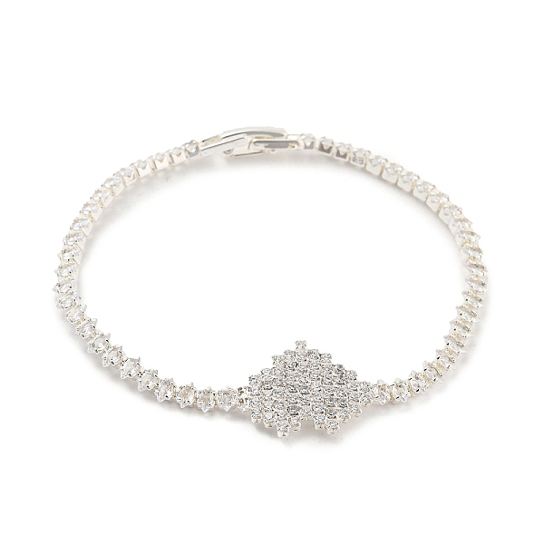

PandaHall Rack Plating Brass Heart Link Bracelet with Cubic Zirconia Tennis Chains, Long-Lasting Plated, Cadmium Free & Lead Free, Silver..., Clear