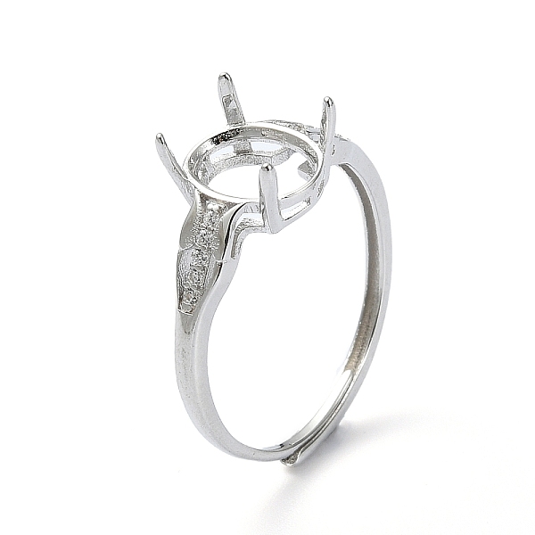 

PandaHall Adjustable 925 Sterling Silver Finger Ring Components, 4 Claw Prong Ring Settings, with Cubic Zirconia, For Half Drilled Beads...