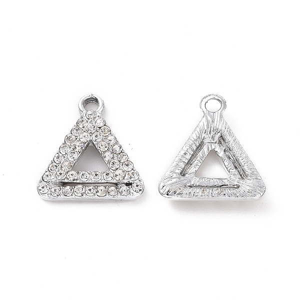 

PandaHall Alloy Crystal Rhinestone Pendants, Triangle Charms, Platinum, 19x17x4mm, Hole: 2.4mm Alloy+Rhinestone Triangle Clear