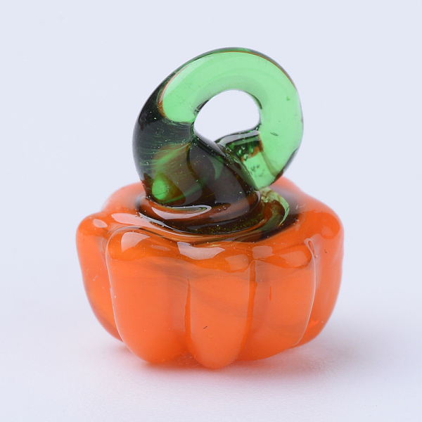 

PandaHall Handmade Lampwork Charms, Pumpkin, Dark Orange, 14~16x11~12x11~12.5mm, Hole: 1.5~3.5mm Lampwork Pumpkin Orange
