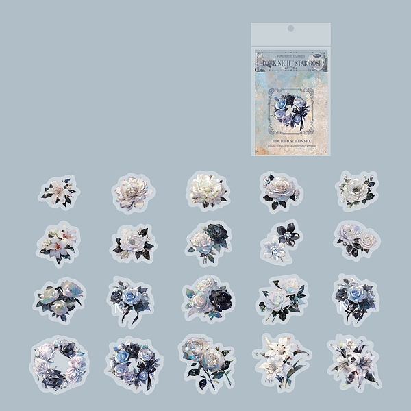 

PandaHall 40Pcs 20 Styles Flower PET Waterproof Stickers, Self-adhesive Decorative Decals for DIY Scrapbooking, Dark Slate Gray, Packing...