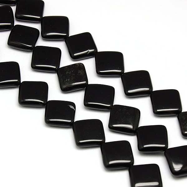 

PandaHall Natural Rhombus Obsidian Beads Strands, 18~19x18~19x6mm, Hole: 1mm, about 21pcs/strand, 15.74 inch Obsidian Rhombus