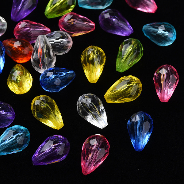 

PandaHall Transparent Acrylic Beads, Faceted, Teardrop, Mixed Color, 12x8mm, Hole: 1.5mm Acrylic Teardrop Multicolor
