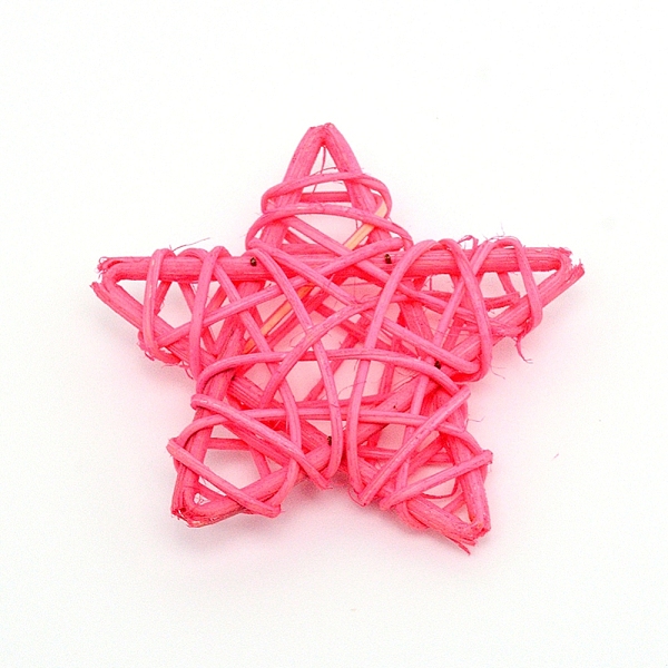 

PandaHall Rattan Art Craft, Star, Deep Pink, 60~63x60~64x12~17mm Rattan Star Pink