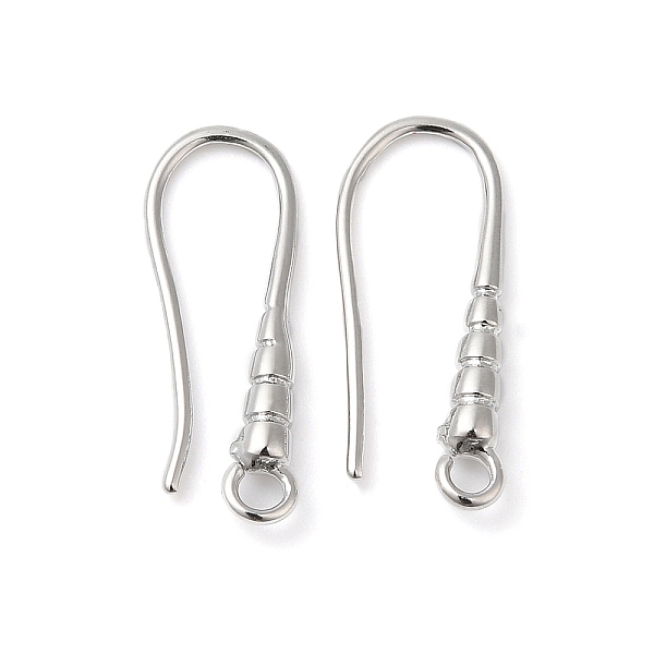 

PandaHall Brass Earring Hooks, Ear Wire, with Loops, Real Platinum Plated, 19.5x2mm, Hole: 2mm, 20 Gauge, Pin: 0.8mm Brass