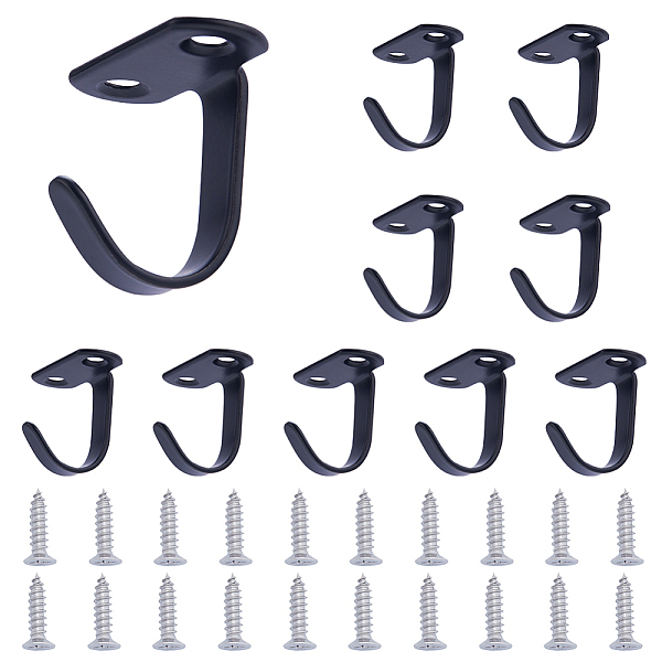 

PandaHall 201 Stainless Steel Screws Mount Ceiling Hooks, Clothes Hook Hangers, for Bathroom Kitchen Cabinet, Electrophoresis Black...