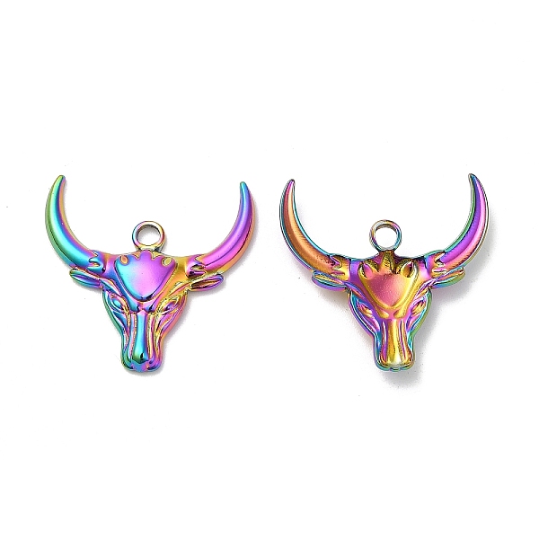 

PandaHall 304 Stainless Steel Pendants, Cattle Head Charm, Rainbow Color, 24x25x3mm, Hole: 3mm 304 Stainless Steel Cattle