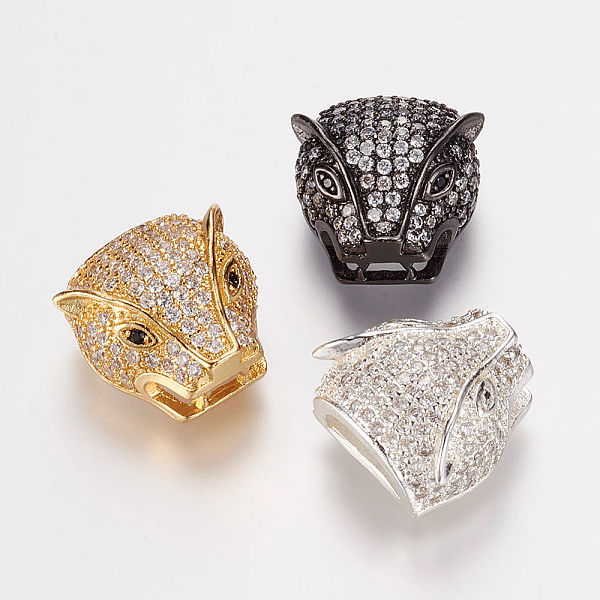 

PandaHall Brass Micro Pave Cubic Zirconia Slide Charms, Leopard, Mixed Color, 13.5x13.5x8.5mm, Hole: 4x8mm Brass+Cubic Zirconia Leopard
