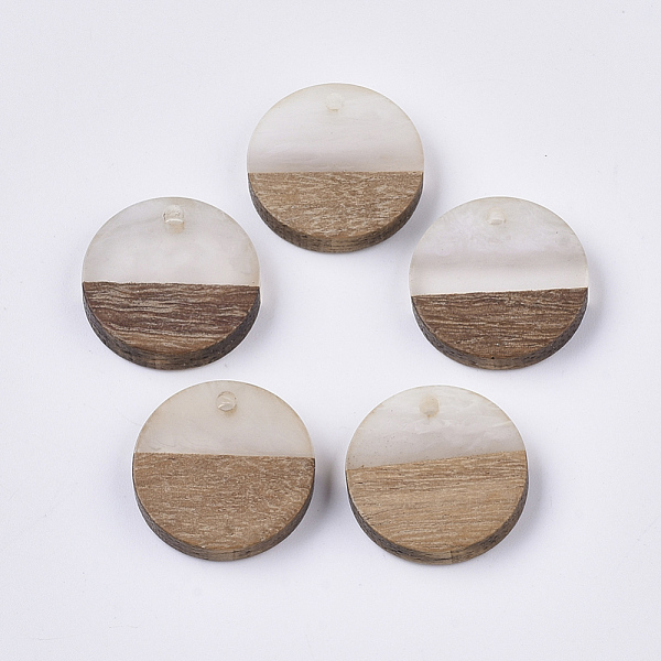 

PandaHall Resin & Walnut Wood Pendants, Flat Round, WhiteSmoke, 18x3.5mm, Hole: 1.5mm Resin+Wood Flat Round White
