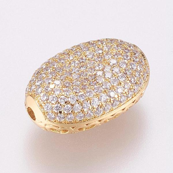 

PandaHall Brass Micro Pave Cubic Zirconia Beads, Oval, Filigree, Golden, 19x13x7.5mm, Hole: 1.5mm Brass+Cubic Zirconia Oval