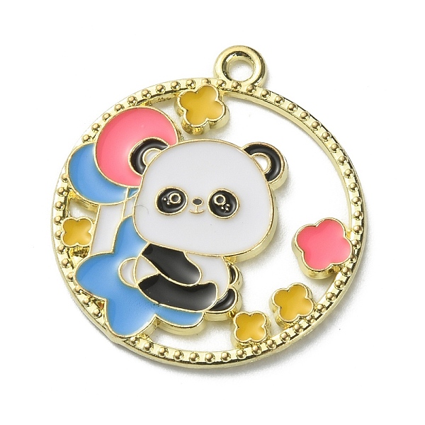 

PandaHall Alloy Enamel Pendants, Flat Round, Light Gold, Panda Pattern, 28x24.5x1.5mm, Hole: 1.8mm Alloy+Enamel Panda