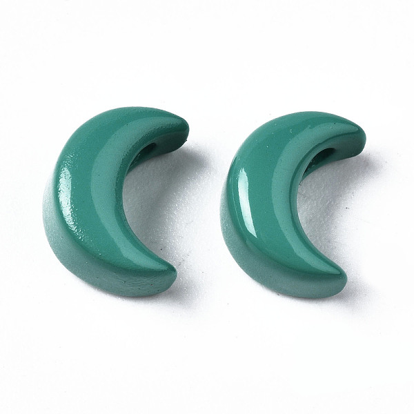 

PandaHall Spray Painted Brass Charms, Moon, Teal, 10x8x6mm, Hole: 2mm Brass Moon Cyan