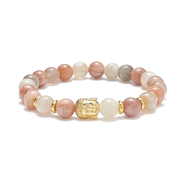 

PandaHall Natural Multi-Moonstone & Alloy Buddha Head Beaded Stretch Bracelet, Gemstone Jewelry for Women, Inner Diameter: 2-3/8 inch...