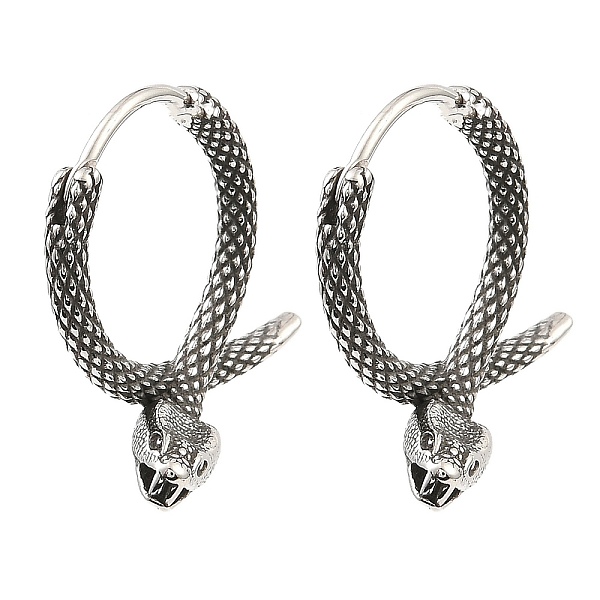 

PandaHall Antique Silver 316 Surgical Stainless Steel Hoop Earrings, Snake, 20x20x3mm 316 Surgical Stainless Steel Snake