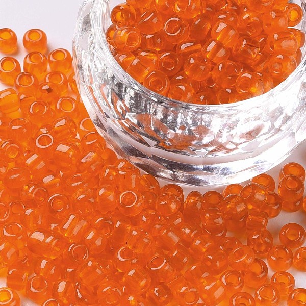 

PandaHall Glass Seed Beads, Transparent, Round, Round Hole, Orange, 6/0, 4mm, Hole: 1.5mm, about 500pcs/50g, 50g/bag, 18bags/2pounds Glass...